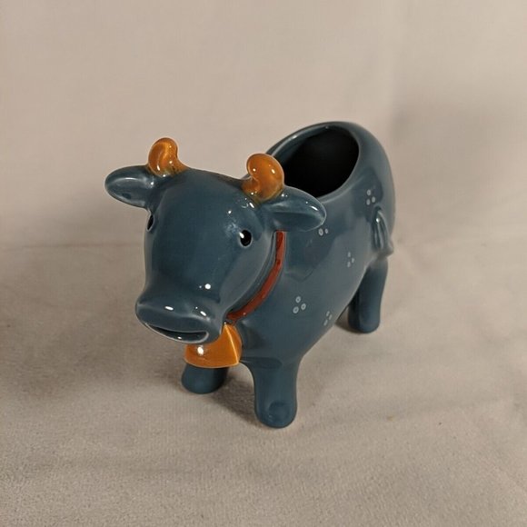 Otagiri Japan Hand Crafted Blue Cow Creamer Milk Vintage Ceramic Excellent Cond - Picture 2 of 10